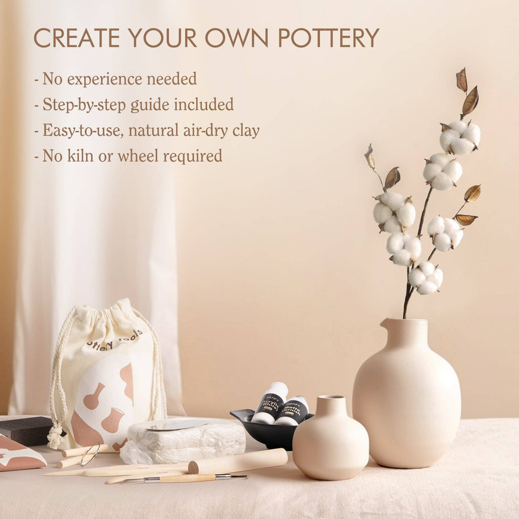DIY Home Pottery Kit, Air Dry Clay Craft Kit for All Ages
