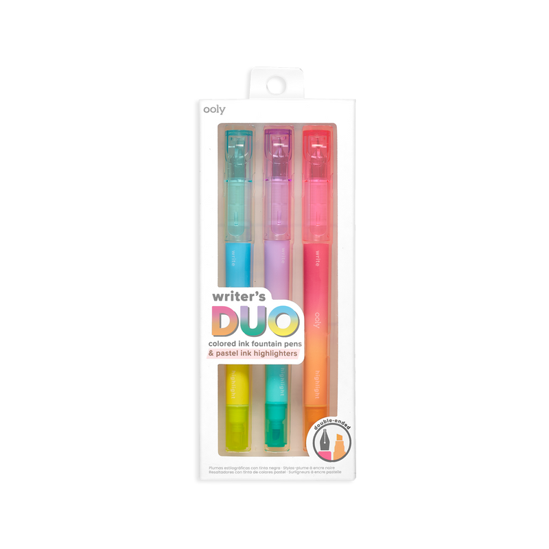 Ooly Duo Writer Double Ended Fountain Pen/Highlighter Set of 3