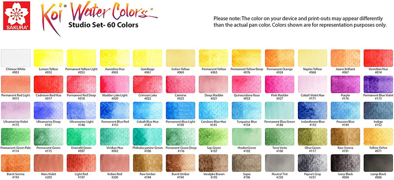 Sakura Koi Water Colors Studio Set Assorted Colors 60pc color swatch