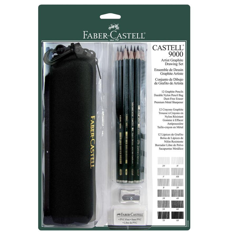 Faber-Castell Castell 9000 Artist Graphite Drawing Set 15pc front
