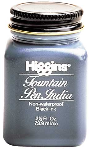 HIGGINS FOUNTAIN PEN INDIA INK BLACK 2.5OZ - 014173369055