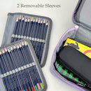 Wrapables Large Capacity 72 Slot Pencil Case for Colored Pencils, Stationery Pouch: Blue
