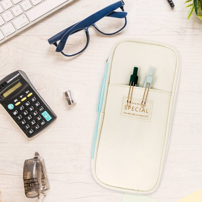 Wrapables Large Capacity Pencil Case Expandable Pencil Pouch: Navy
