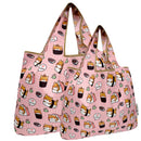 Wrapables Large & Small Foldable Tote Nylon Reusable Grocery Bags, Set of 2: Doggy Sushi