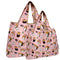 Wrapables Large & Small Foldable Tote Nylon Reusable Grocery Bags, Set of 2: Doggy Sushi
