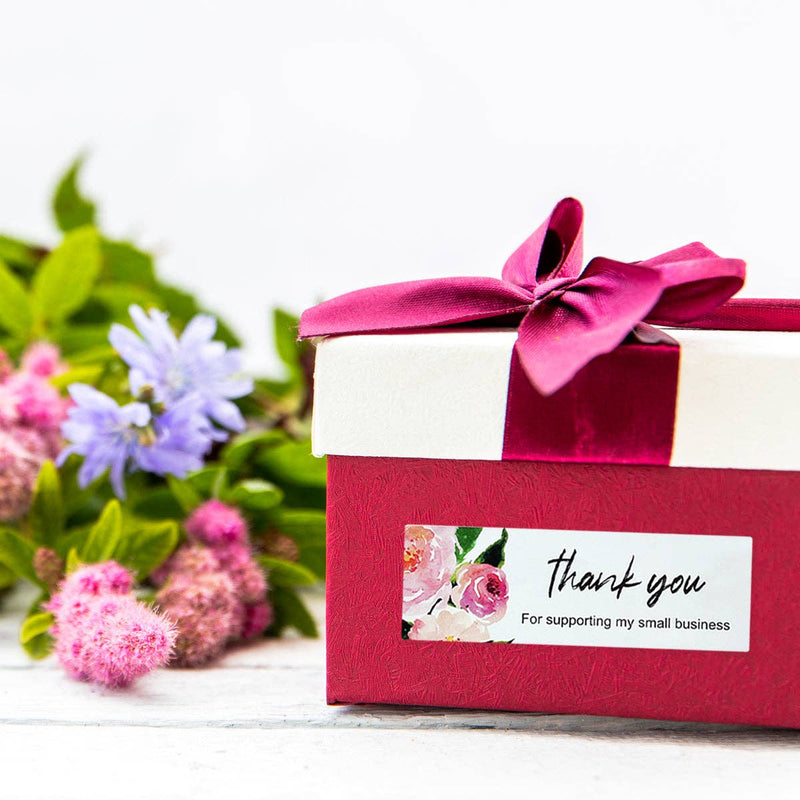 Wrapables 3" x 1" Small Business Thank You Stickers Roll: Blush (120 stickers)