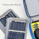 Wrapables Large Capacity 72 Slot Pencil Case for Colored Pencils, Stationery Pouch: Blue
