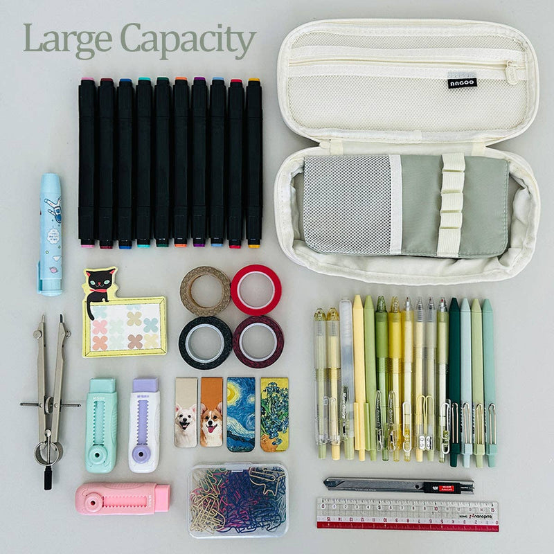 Wrapables Large Capacity Pencil Case Expandable Pencil Pouch: Navy