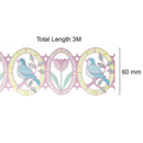 Wrapables Decorative Adhesive Scenic Pattern Hollow Sticker Tape: 60mm x 3M / Birds & Flowers