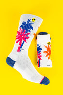 Re:Lax Sunset Palms Socks: White / One size