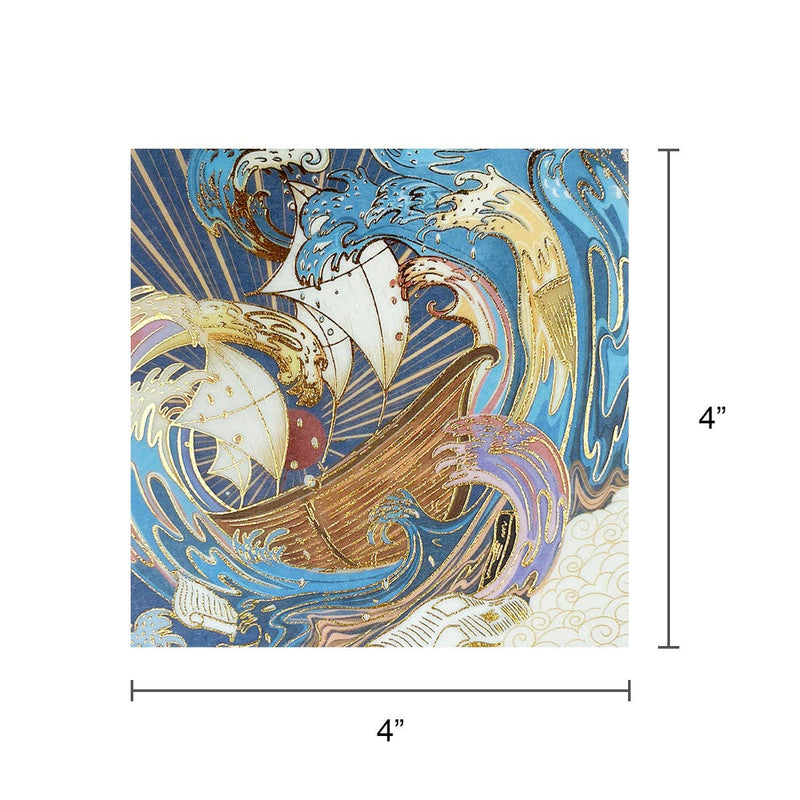 Wrapables Decorative Gold Foil Washi Tape and Sticker Set: Cranes Blue