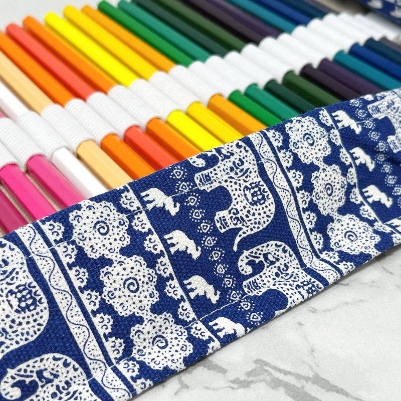 Wrapables Pencil Roll Organizer,  Wrap Pouch (72 slots): Skulls & Roses