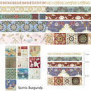 Wrapables Decorative Gold Foil Washi Tape and Sticker Set for Stationery, Diary, Card Making (10 Rolls & 10 Sheets): Scenic Burgundy