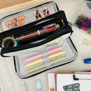 Wrapables Large Capacity Pencil Case, 3 Compartment Pouch: Cactus