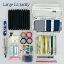 Wrapables Large Capacity Pencil Case Expandable Pencil Pouch: Navy