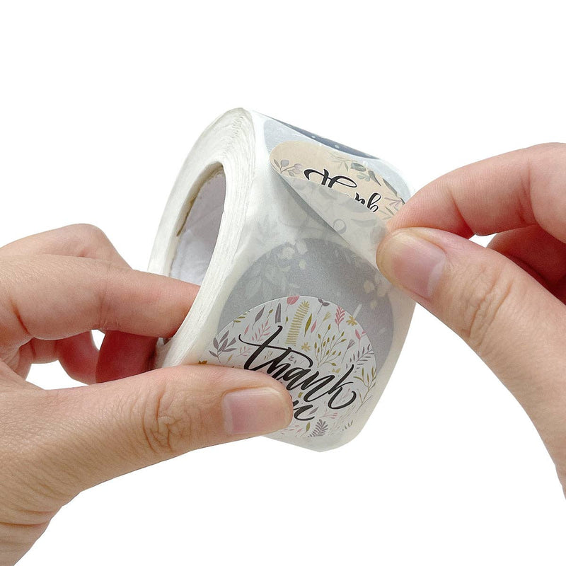 Wrapables 1.5" / 2" Thank You Stickers Roll: Gold Foil Sprig 1.5 inch