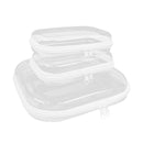 Wrapables Transparent Hard Shell Zipper Case, Clear Travel Storage Organizer for Toiletries, Makeup, and Cosmetics (Set of 3): (Set of 3) LMS