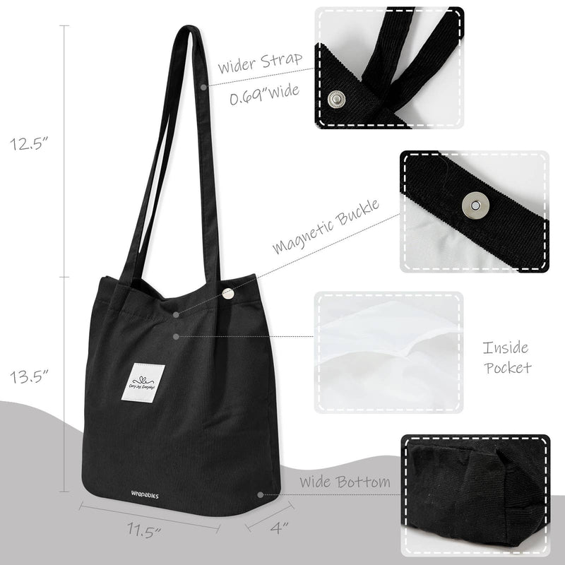 Wrapables Carry Joy Corduroy Tote Bag, Handbag: Navy