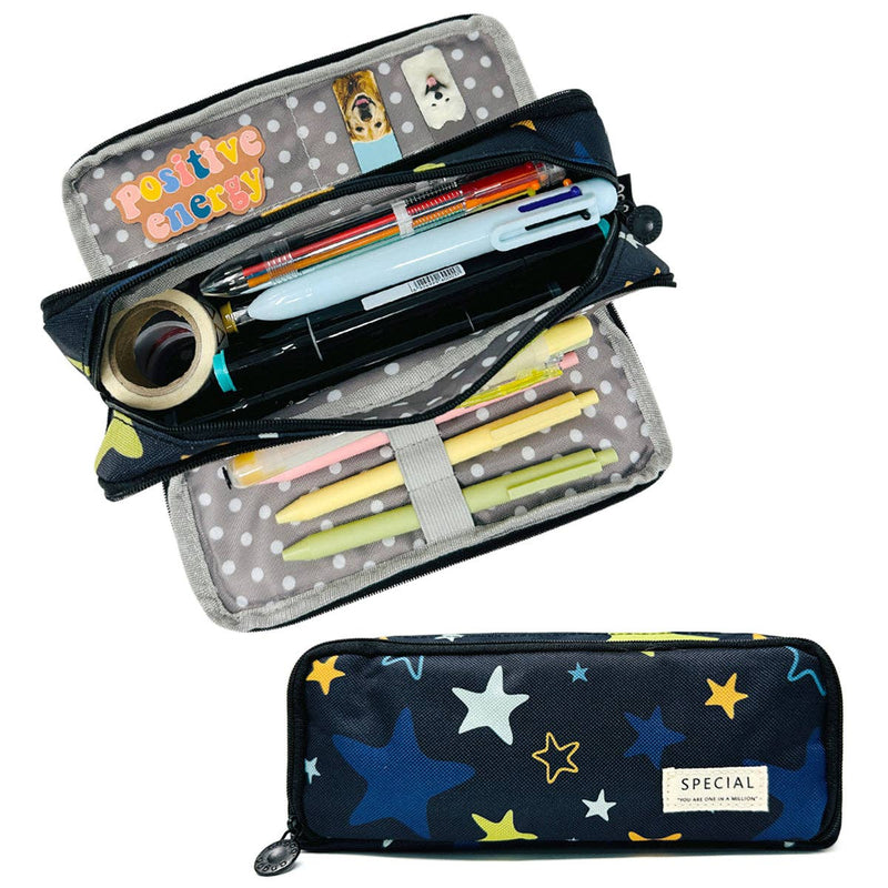 Wrapables Large Capacity Pencil Case, 3 Compartment Pouch: Yellow
