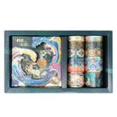 Wrapables Decorative Gold Foil Washi Tape and Sticker Set: Cranes Blue