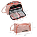 Wrapables Large Capacity Pencil Case, Portable Pencil Pouch for Stationery Office Supplies: Pink & White