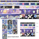 Wrapables Decorative Gold Foil Washi Tape and Sticker Set for Stationery, Diary, Card Making (10 Rolls & 10 Sheets): Scenic Burgundy