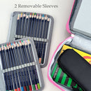 Wrapables Large Capacity 72 Slot Pencil Case for Colored Pencils, Stationery Pouch: Blue