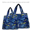 Wrapables Large & Small Foldable Tote Nylon Reusable Grocery Bags, Set of 2: Doggy Sushi