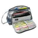Wrapables Large Capacity Pencil Case, Portable Pencil Pouch for Stationery Office Supplies: Pink & White