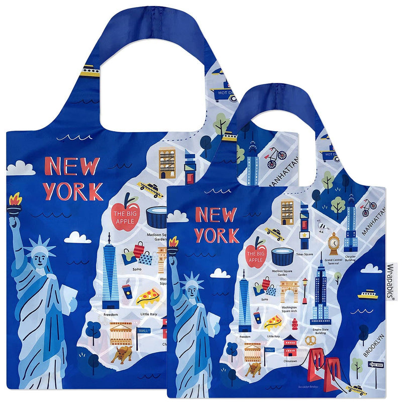 Wrapables Large & Small Allybag Reusable Grocery Bags, Set 2: (Set of 2), New York
