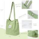 Wrapables Carry Joy Corduroy Tote Bag, Handbag: Forest Greeen