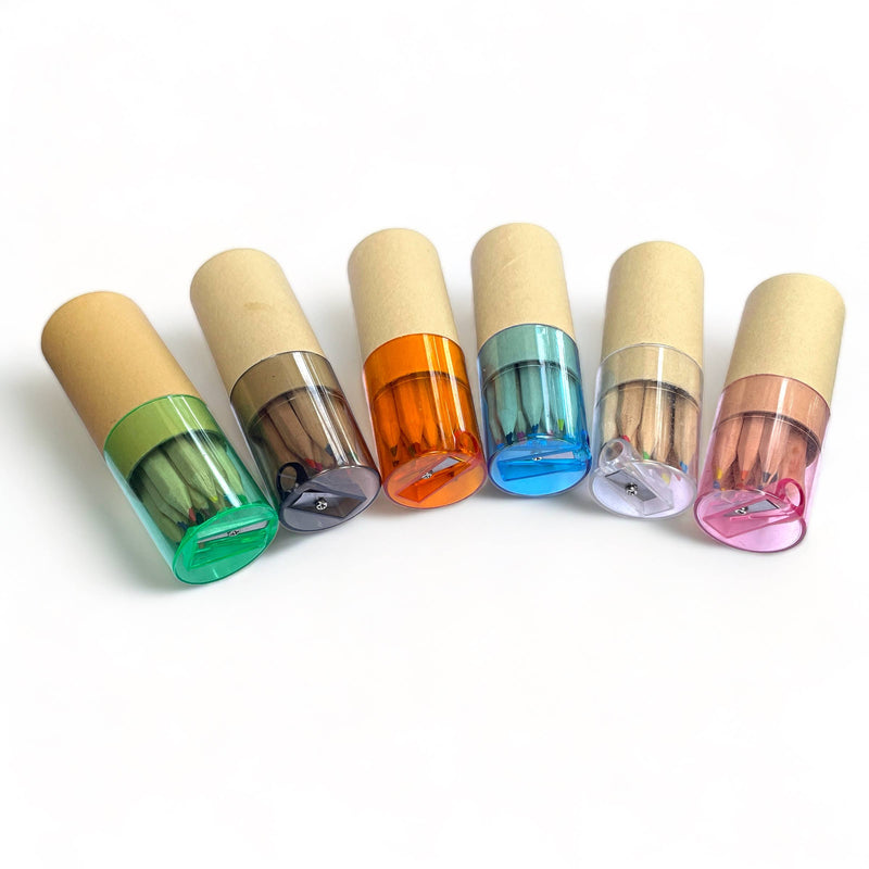 Mini Travel Compact Colored Pencils with Built In Sharpener: Variety Pack