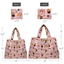 Wrapables Large & Small Foldable Tote Nylon Reusable Grocery Bags, Set of 2: Doggy Sushi