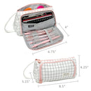 Wrapables Large Capacity Pencil Case, Portable Pencil Pouch for Stationery Office Supplies: Pink & White