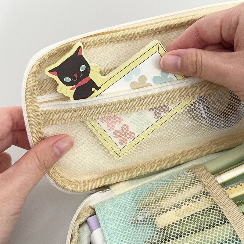 Wrapables Large Capacity Pencil Case Expandable Pencil Pouch: Navy