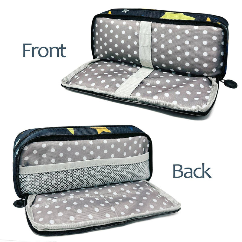 Wrapables Large Capacity Pencil Case, 3 Compartment Pouch: Macarons
