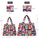 Wrapables Large & Small Foldable Tote Nylon Reusable Grocery Bags, Set of 2: Doggy Sushi