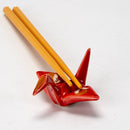 Origami Crane Porcelain Chopsticks Rest 2"L Moon Crane Red (12/288)