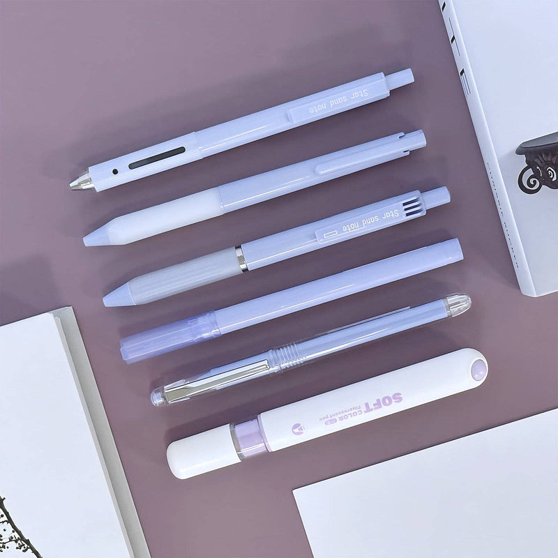 Wrapables 5 Gel Pens + 1 Highlighter Writing Set: Purple