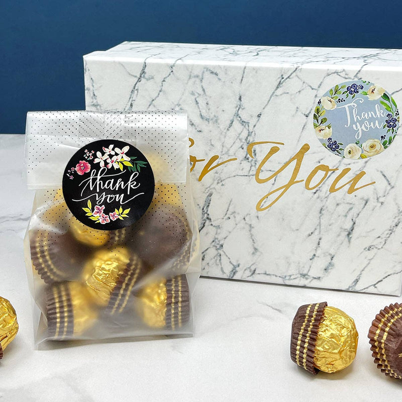 Wrapables 1.5" / 2" Thank You Stickers Roll: Pink & Gold 1.5 inch