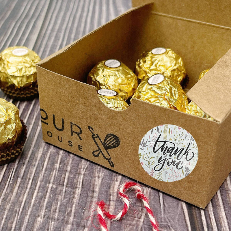 Wrapables 1.5" / 2" Thank You Stickers Roll: Gold Foil Sprig 1.5 inch