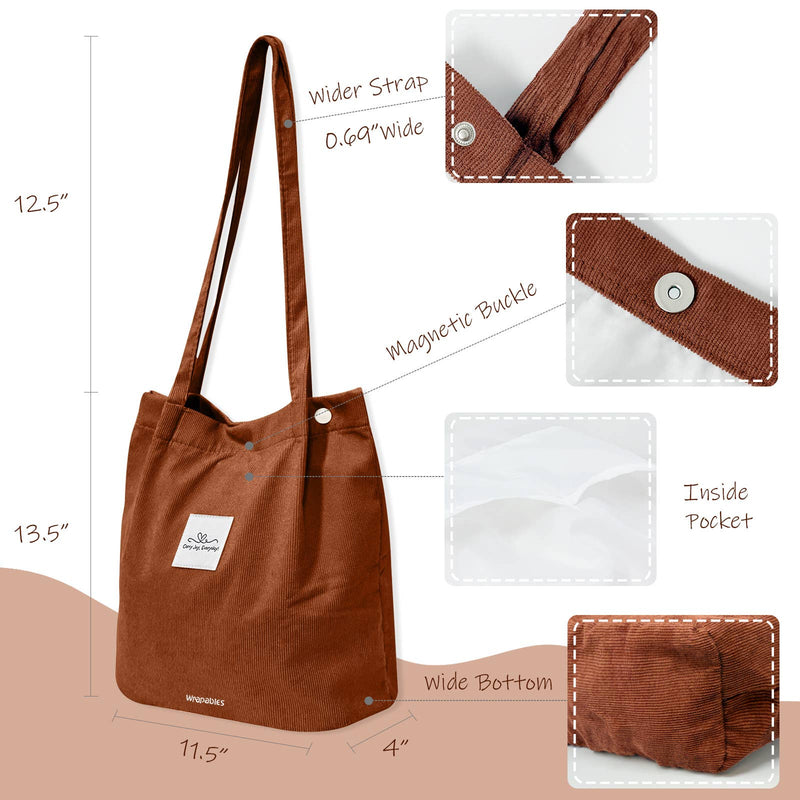 Wrapables Carry Joy Corduroy Tote Bag, Handbag: Navy