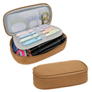 Wrapables Simple Large Capacity Double Compartment Pencil Case, Pencil Pouch for Stationery Tools: Khaki