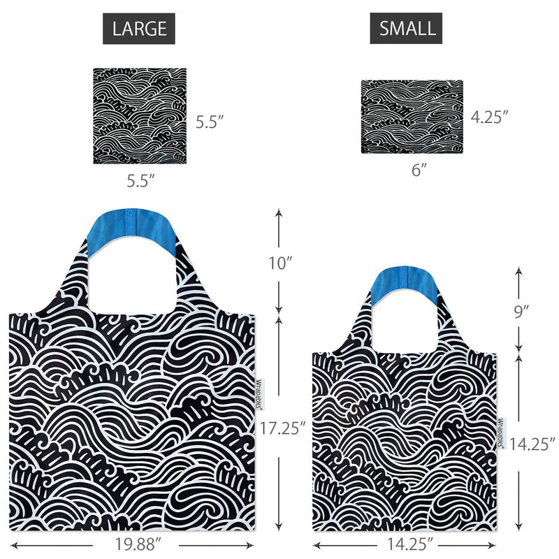Wrapables Large & Small Allybag Reusable Grocery Bags, Set 2: (Set of 2), Koi Fish