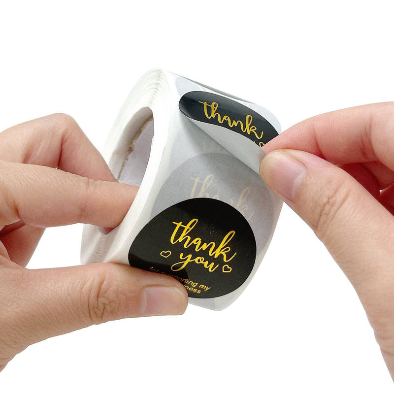 Wrapables 1.5" / 2" Thank You Stickers Roll: Pink & Gold 1.5 inch