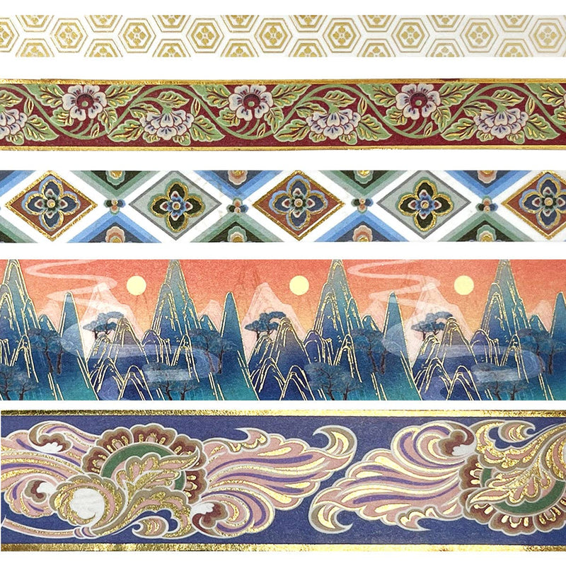 Wrapables Decorative Gold Foil Washi Tape and Sticker Set: Deer Song