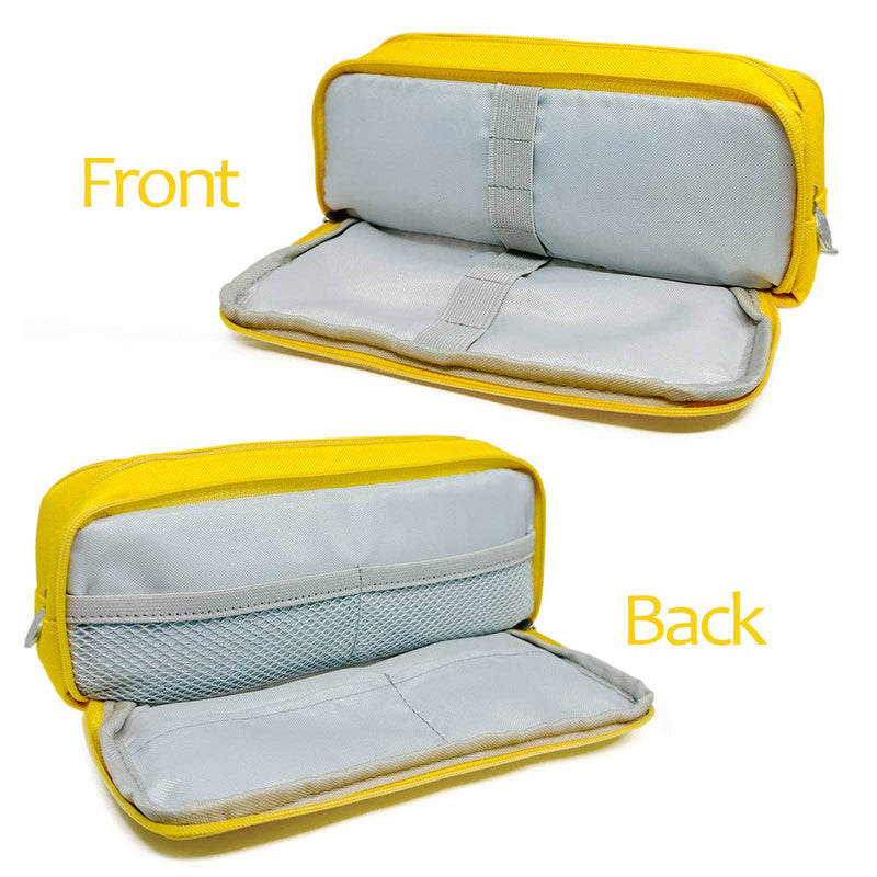 Wrapables Large Capacity Pencil Case, 3 Compartment Pouch: Yellow