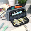 Wrapables Large Capacity Pencil Case, Portable Pencil Pouch for Stationery Office Supplies: Pink & White