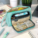 Wrapables Large Capacity Pencil Case, Portable Pencil Pouch for Stationery Office Supplies: Pink & White