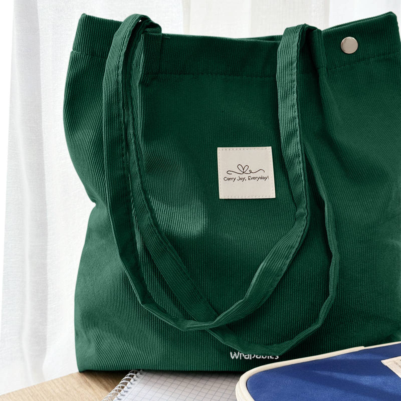 Wrapables Carry Joy Corduroy Tote Bag, Handbag: Navy
